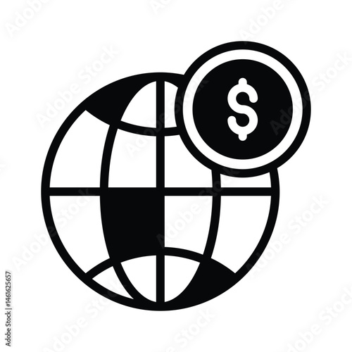 An amazingly designed glyph style icon of global trading