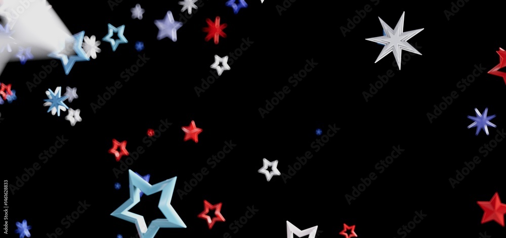 Red, white, and blue stars burst on black background. Perfect for Independence Day! Red, white, and blue stars burst on black background. Perfect for Independence Day!