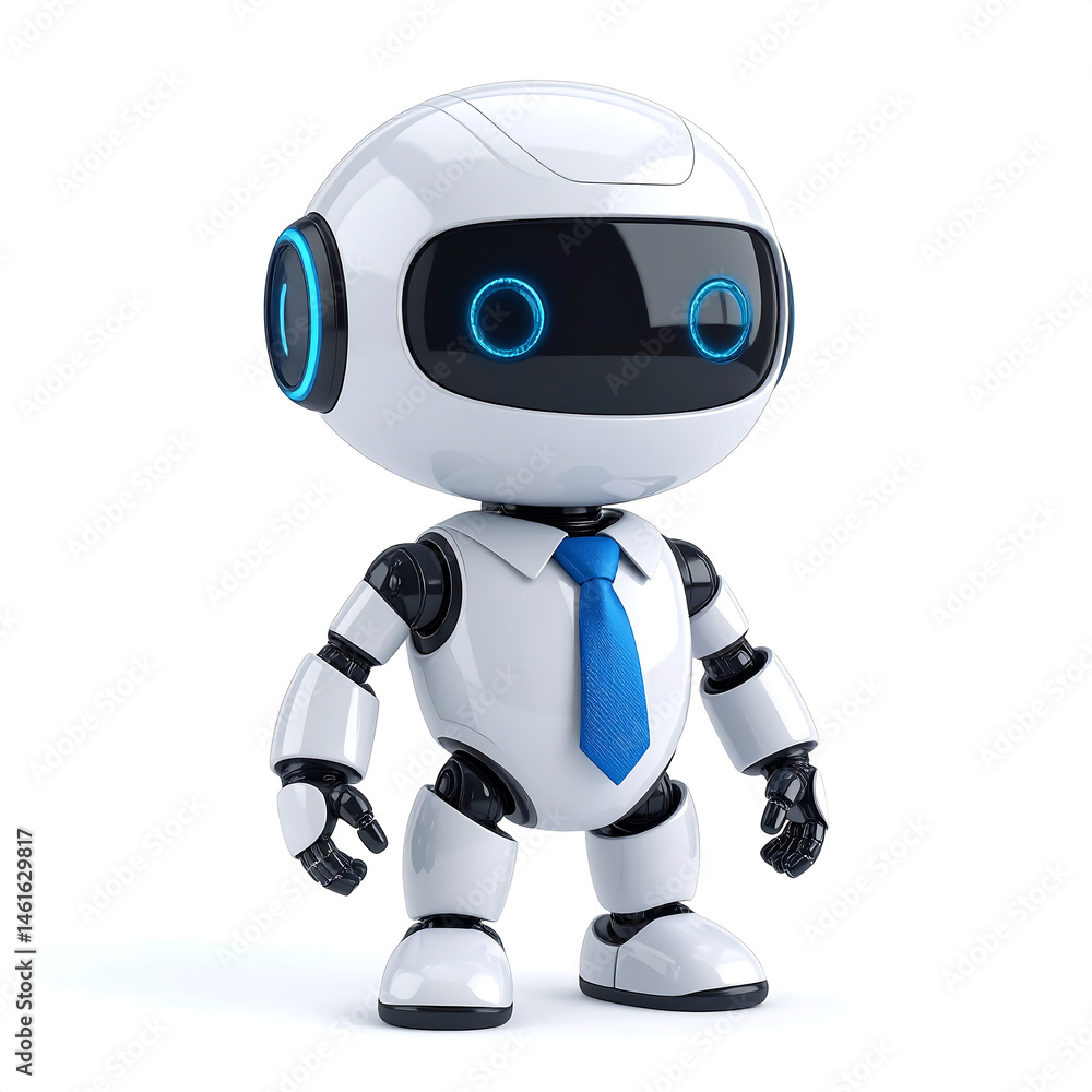 Happy 3D Chatbot Robot Character – Friendly AI Assistant . Artificial intelligence, trendy technology, support service, funny ,futuristic icon Happy 3D Chatbot Robot Character – Friendly AI Assistant . Artificial intelligence, trendy technology, support service, funny ,futuristic icon