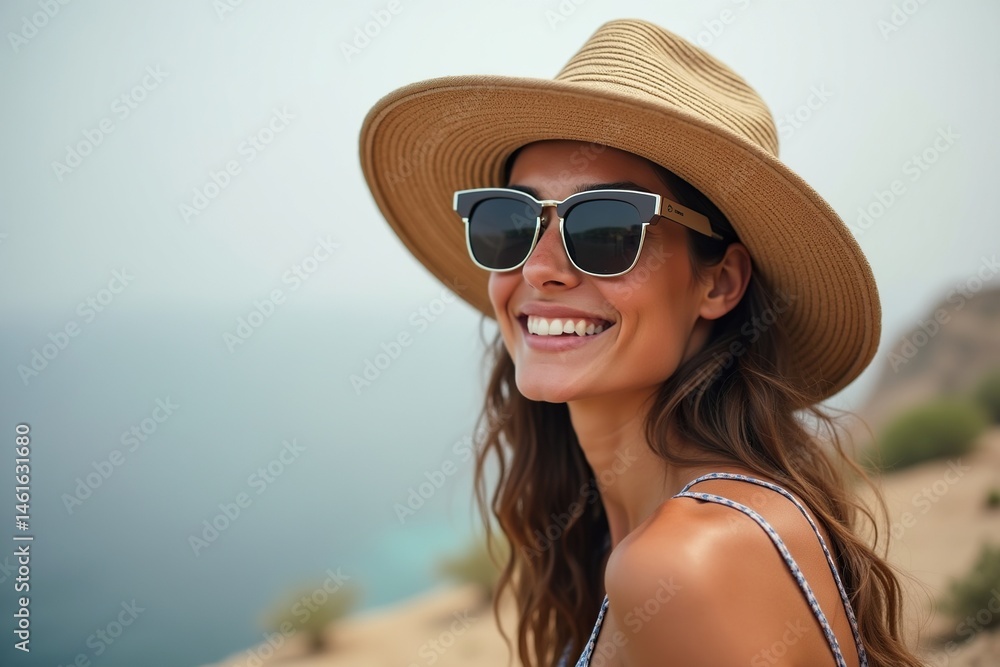 Smiling woman in sunhat Smiling woman in sunhat