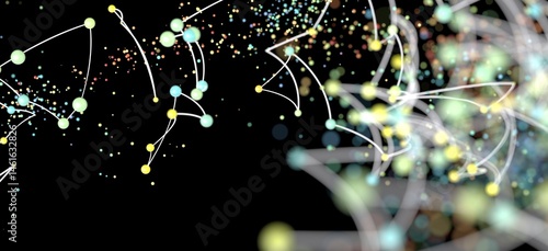 Stunning abstract image depicting a network connection with colorful nodes and lines. Perfect for technology, data, and connection concepts.
