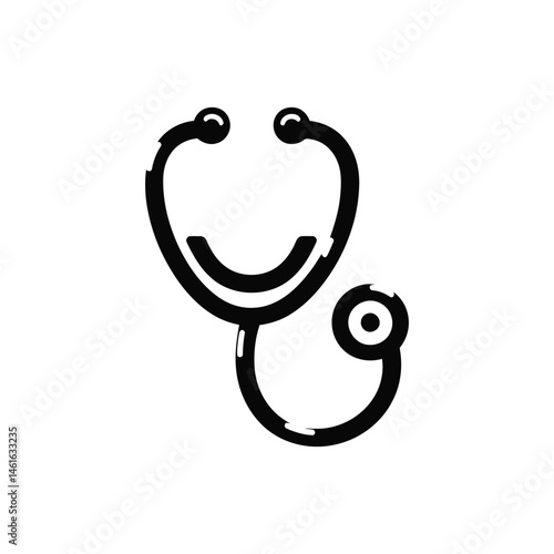 Stethoscope Medical Tool Silhouette Simple Icon and Logo Style