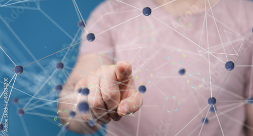 Neural network 3D illustration. Big data and cybersecurity