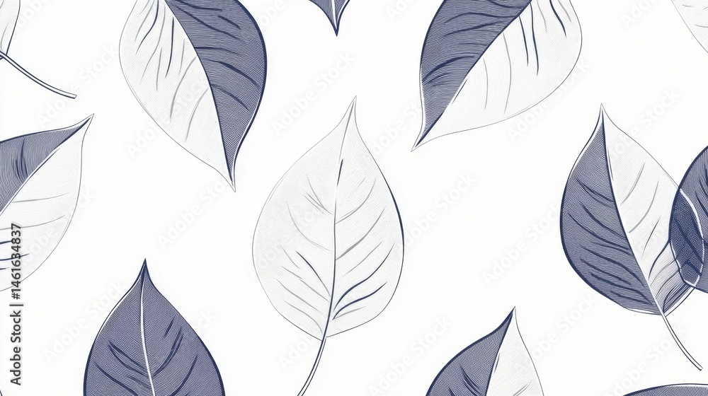 Obraz premium Elegant leaves pattern in soft colors.