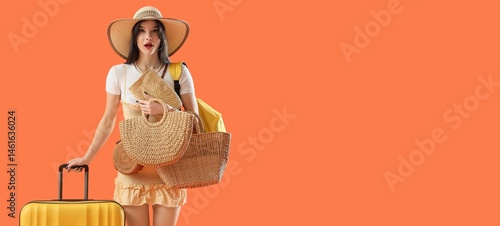 Shocked female tourist with...