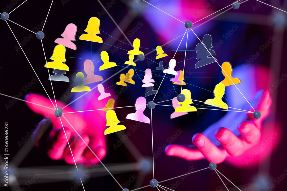 videoconference group of people talking in social network