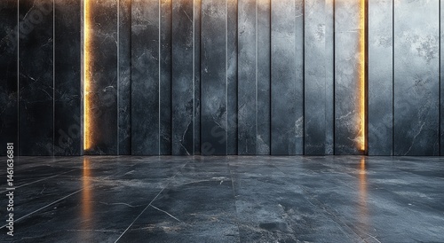 Empty modern interior space with marble wall and floor.