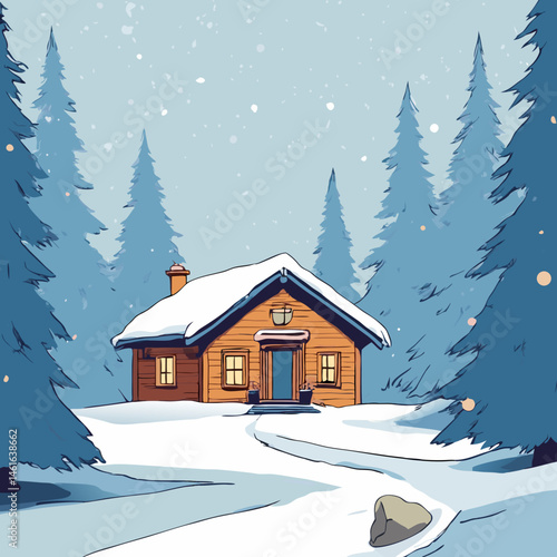 Cozy Winter Cabins in Snowy Forest – Peaceful Holiday Retreats & Snowfall Scenes