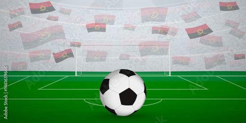 Angolan Football Arena Full of Fans with National Flags, Sports Event Illustration.