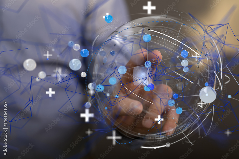conference Digital Network and data concept 3d - neural network exposure digital