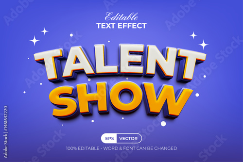 Talent Show 3D Text Effect Curved Style. Editable Text Effect.