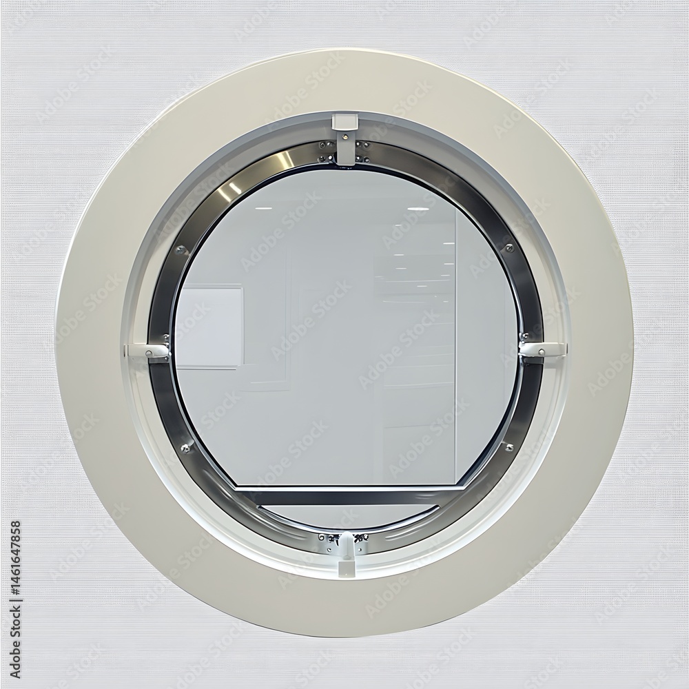 Fototapeta premium Round window with modern interior design.