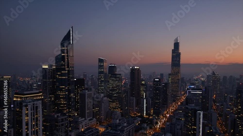 Wallpaper Mural Vibrant cityscape skyline illuminated at dusk with high-rise buildings and urban lights in Asia Torontodigital.ca