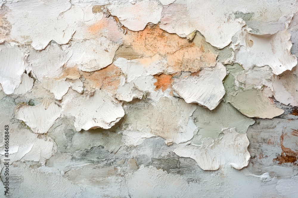 Obraz premium Peeling paint on a weathered exterior surface.