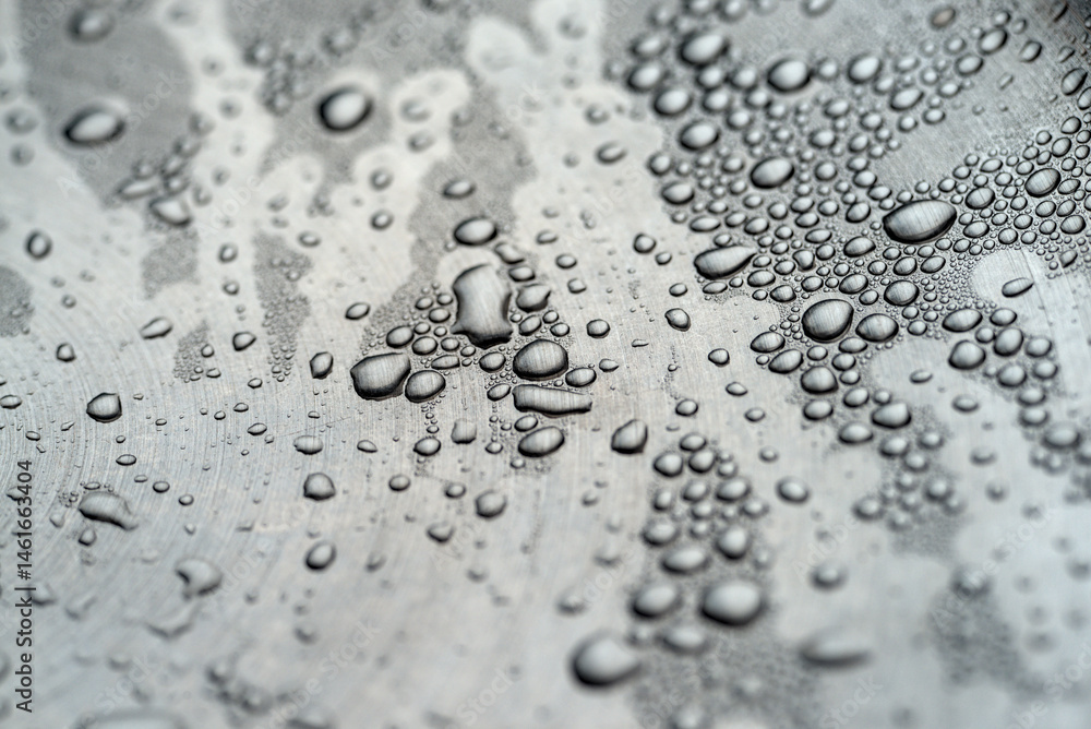 Photo of water drops on metal surface