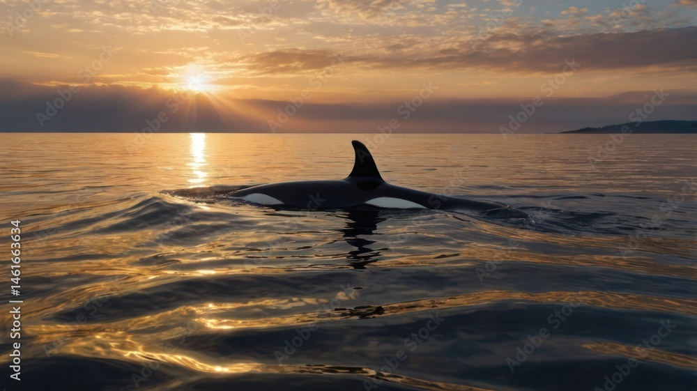 Fototapeta premium Orca at Sunset (1)