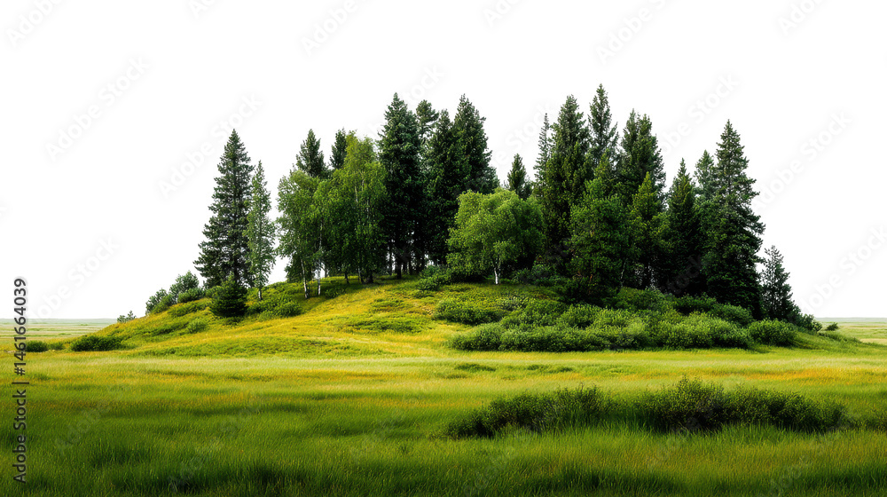 Fototapeta premium forest trees with meadow isolated on transparent background