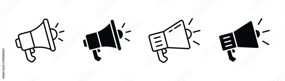 megaphone icon set. contain loudspeaker, announcement, promotion, marketing thin line and flat icon for your sign symbol app and web. vector illustration megaphone icon set. contain loudspeaker, announcement, promotion, marketing thin line and flat icon for your sign symbol app and web. vector illustration