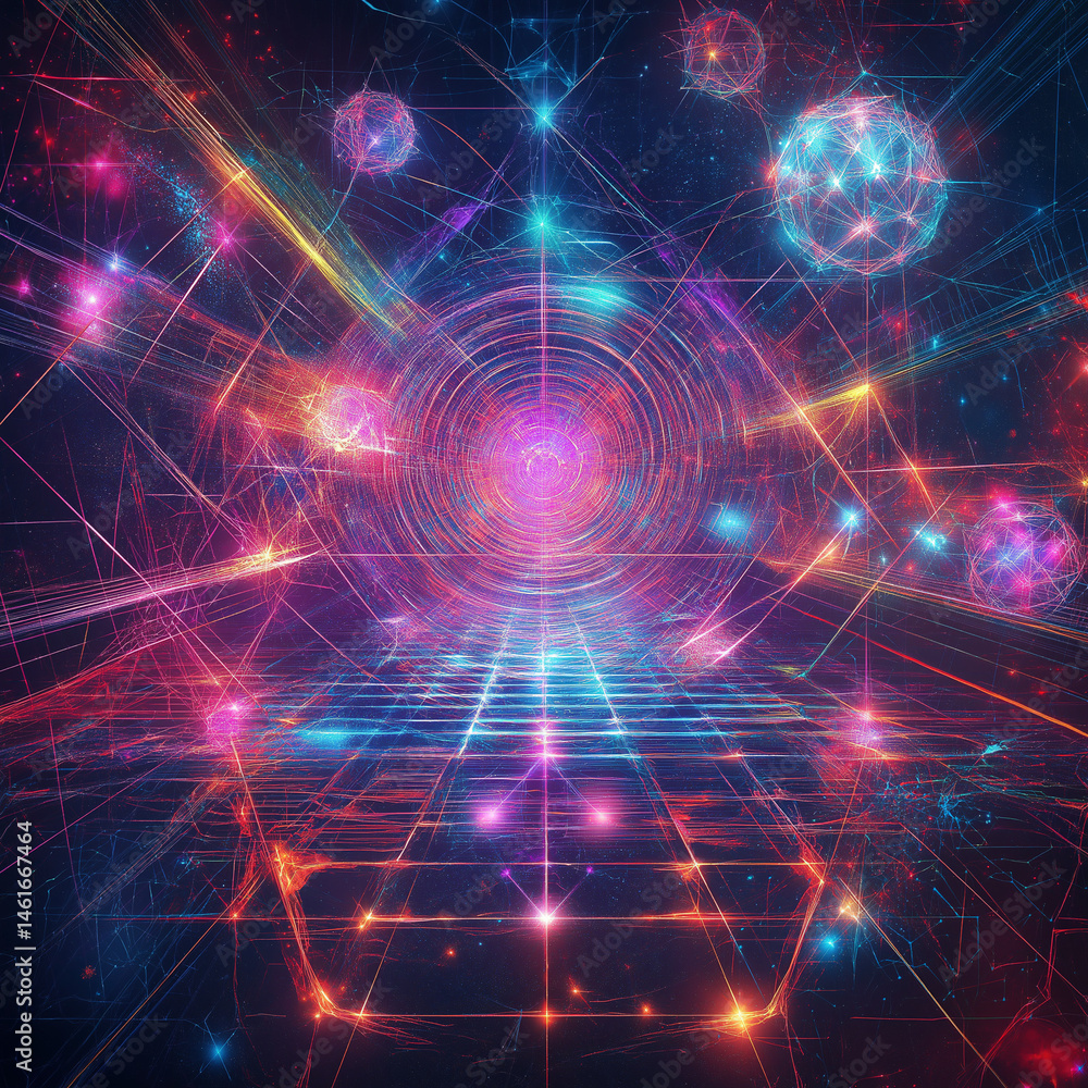 Obraz premium A crystal lattice dance floor in deep space