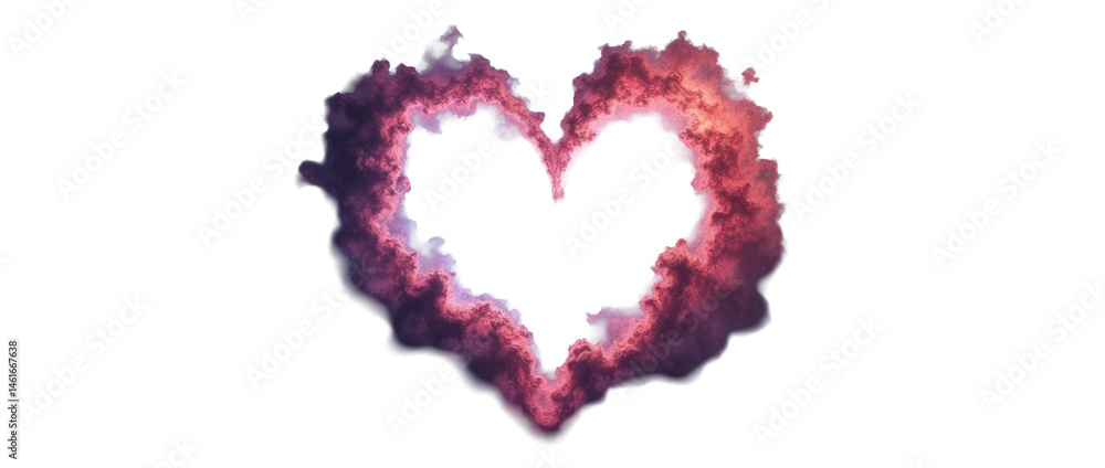 A Nebula in the Form of a Heart with Vibrant Colors and Stars Illuminating Its Outline, Viewed Through Space A Nebula in the Form of a Heart with Vibrant Colors and Stars Illuminating Its Outline, Viewed Through Space