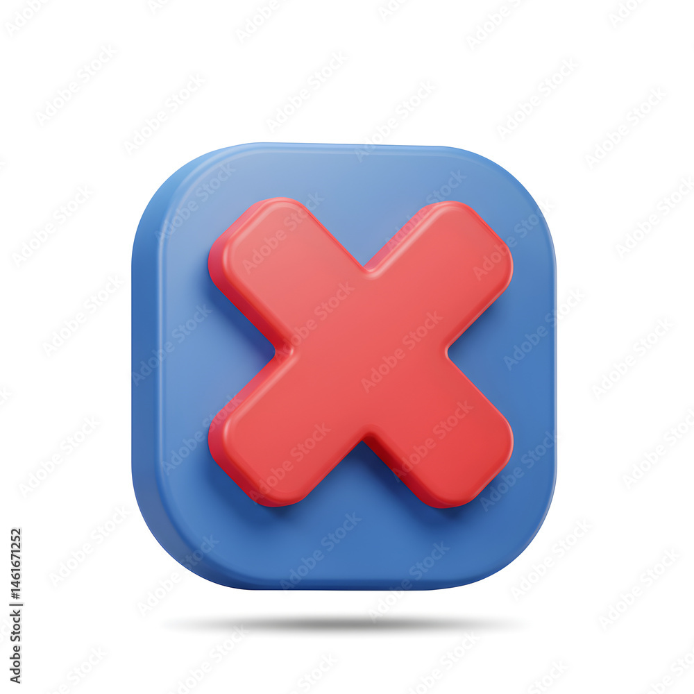 Obraz premium 3D Red X Close Button: Icon Design