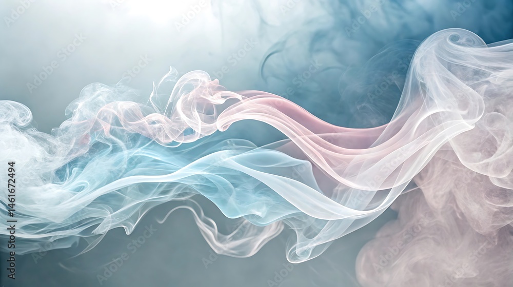 Obraz premium Mystical Whispers: Intricate wisps of pastel-colored smoke dance gracefully against a soft, blurred backdrop, conjuring a sense of ethereal beauty and transient allure.