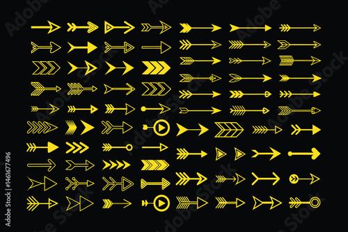 Elegant Golden Arrow Vector Icon Pack.