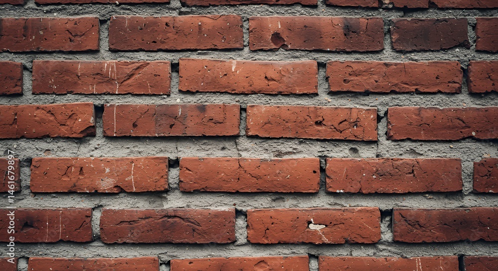 Fototapeta premium Red Brick Wall Texture with Mortar Close-up View Architecture Backdrop