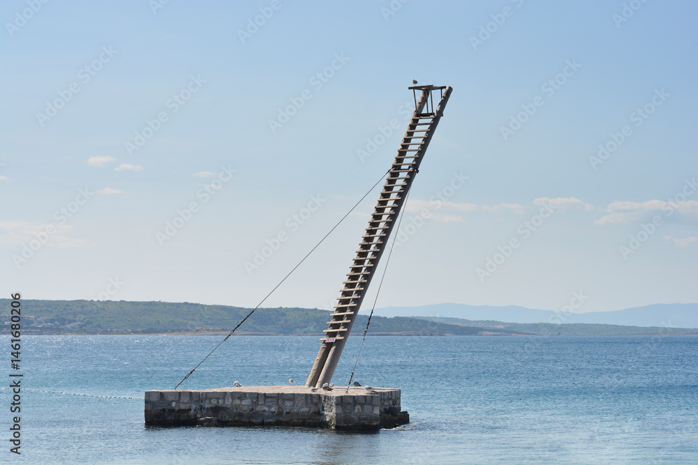 A solitary wooden structure, a