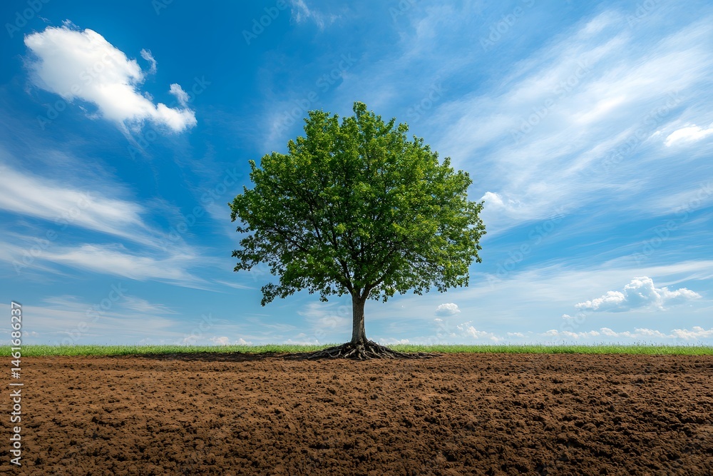 Obraz premium A young tree with strong visible roots