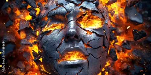 photorealistic drawing of brazen head -