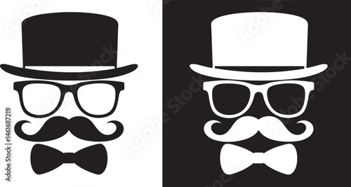 Secret agent icon in a hat and glasses mustache and tie. Vector illustration