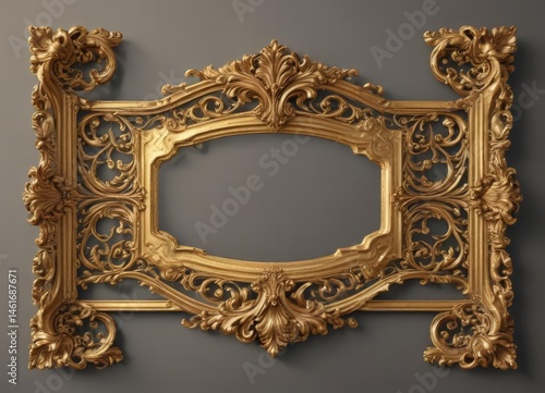 Intricate gold scroll frame, baroque style, vintage design , graphic, art, texture