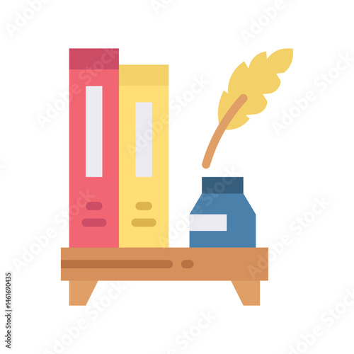 Quill and Book icon vector image. Suitable for mobile apps, web apps and print media.