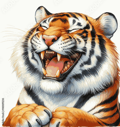 Amber Chuckle tiger laughing happily isolated watercolor vector illustration svg