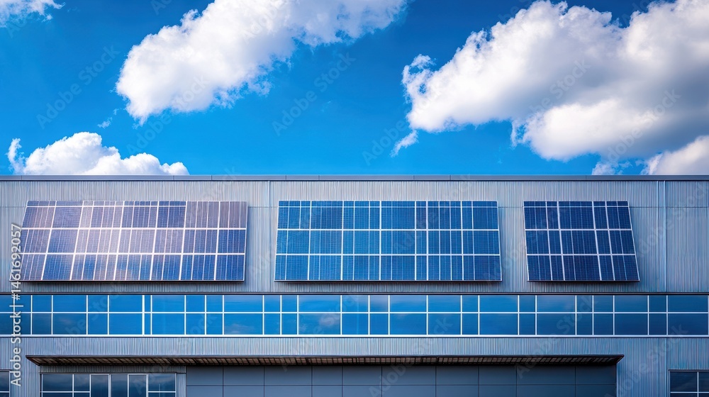 Fototapeta premium Industrial building with solar panels