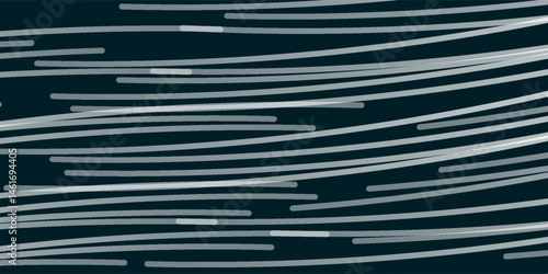 Minimalist background animation of flowing streaks of light with multicolored abstract lines. Abstract composition with flying animated stripes and chaotic small particles, computer graphics.
