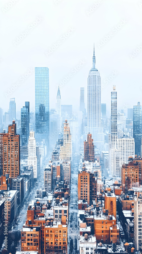 Naklejka premium A winter cityscape panorama