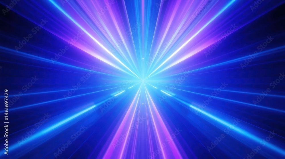 Abstract vibrant blue and purple light rays converging at a central point, creating a dynamic, futuristic effect Abstract vibrant blue and purple light rays converging at a central point, creating a dynamic, futuristic effect