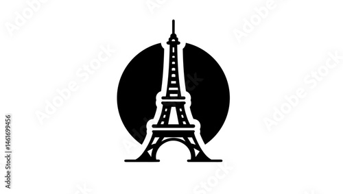 Eiffel tower icon vector in black color logo
