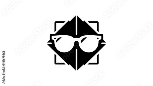 cartoonish sunglasses icon vector in black color 