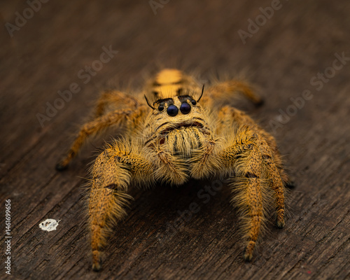 spider on a wooden background