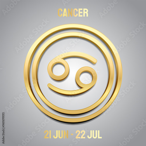 Cancer zodiac gold signs, Isolated horoscope zodiac symbols