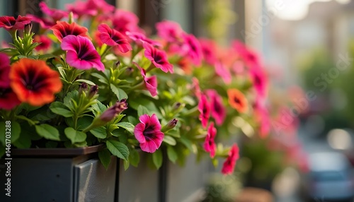 Wallpaper Mural Petunia-flowers-in-planter-urban-garden-bloom-pink-orange-floral-beauty Torontodigital.ca