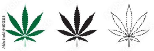 Marijuana leaf silhouette, Marijuana cannabis hemp leaf vector icon isolated on a white background
