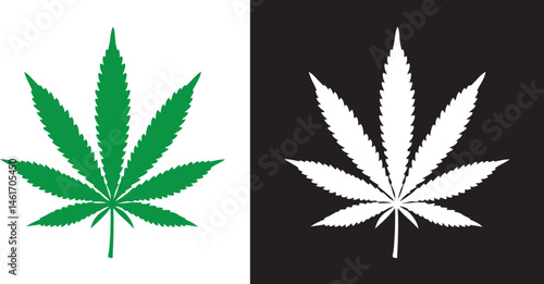 Marijuana leaf silhouette, Marijuana cannabis hemp leaf vector icon isolated on a white background
