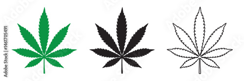 Marijuana leaf silhouette, Marijuana cannabis hemp leaf vector icon isolated on a white background