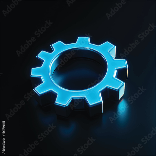 Blue 3D setting icon- AI Generated