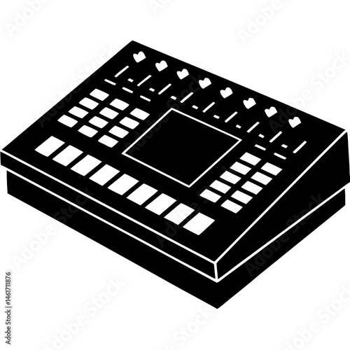 Sequencer silhouette art illustration on white background