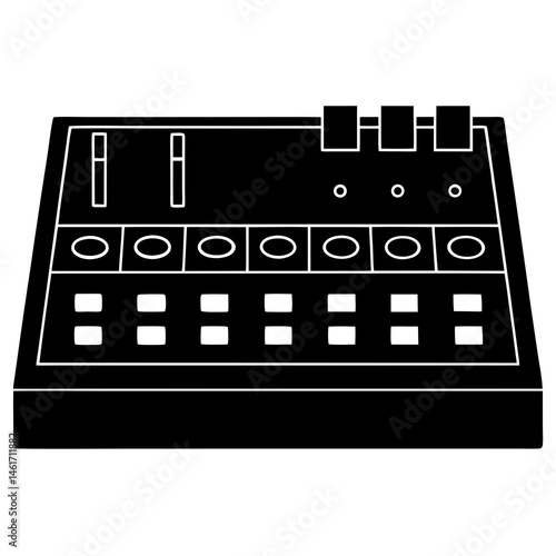 Sequencer silhouette art illustration on white background